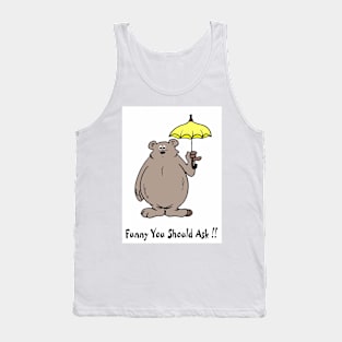 Comic Animation Abstract Bear with an Umbrella Pop Art Print Tank Top